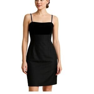 Vintage Y2K Women's 8 Alex Evenings Black Velvet Formal Dress Tiered Ruffle